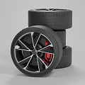 High Performance Audi Tires With Stacked Design Black Alloy Wheels And Red Brake Calipers