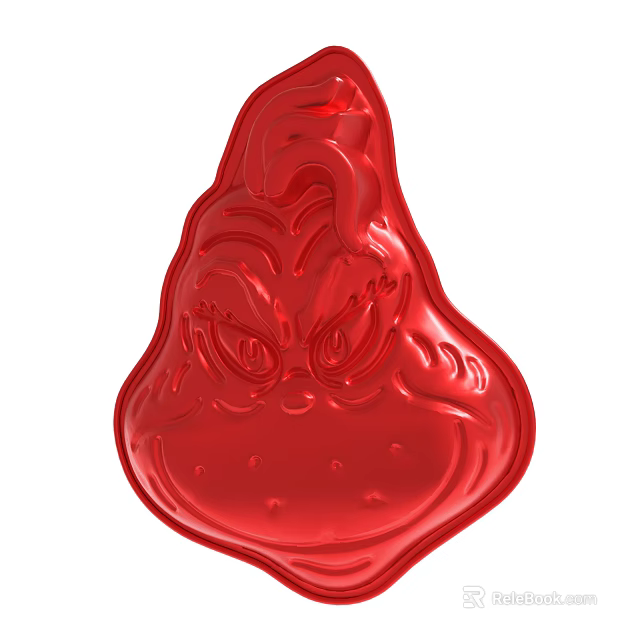Red Glossy Cartoon Character Shaped Decorative Item With Carved Facial Features 3d model 
