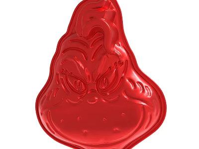 Red Glossy Cartoon Character Shaped Decorative Item With Carved Facial Features 3d model