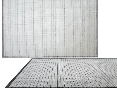 Square Rug with Grid Pattern Gray and White Design and Dark Border 3d model