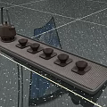 Traditional Tea Set with Teapot and Teacups on Speckled Dark Textured Tray