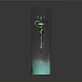 Decorative Water Fountain Sculpture With Transparent Base Spiral Metal And Water Droplets