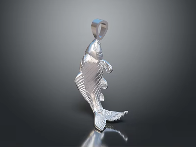 Stylish Silver Fish Shaped Pendant Fashion Accessory With Detailed Design 3d model