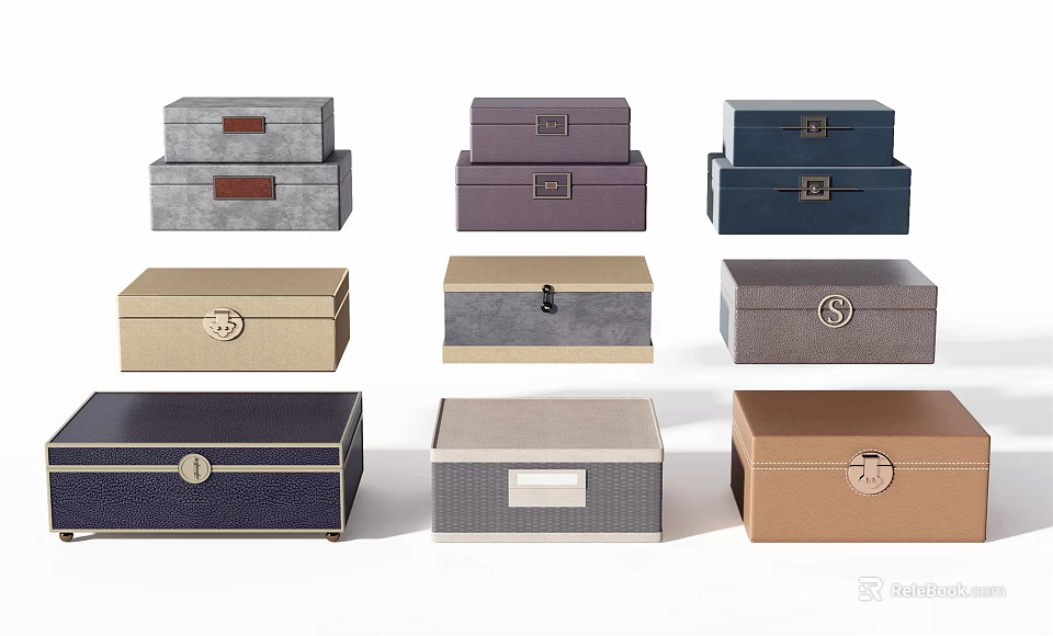 Household Storage Boxes With Various Colors Different Designs And Sizes For Organizing 3d model 