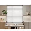 Modern Interior Entryway Cabinet and Side Cabinet with Window Blind Plant Shelves and Storage Drawers