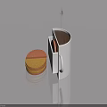 Unique White Cup With Hinged Door Design And Layered Interior And Cake 3d model