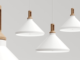 Nordic Chandelier Solid Wood Paint Chandelier 3d model