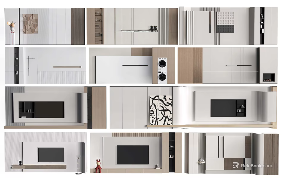 Modern Curtain Styles With Simple Patterns And Neutral Tones For Home Decor 3d model 