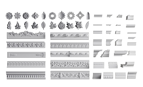 European carved plaster line combination model 3d model