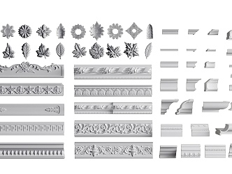 European carved plaster line combination model 3d model