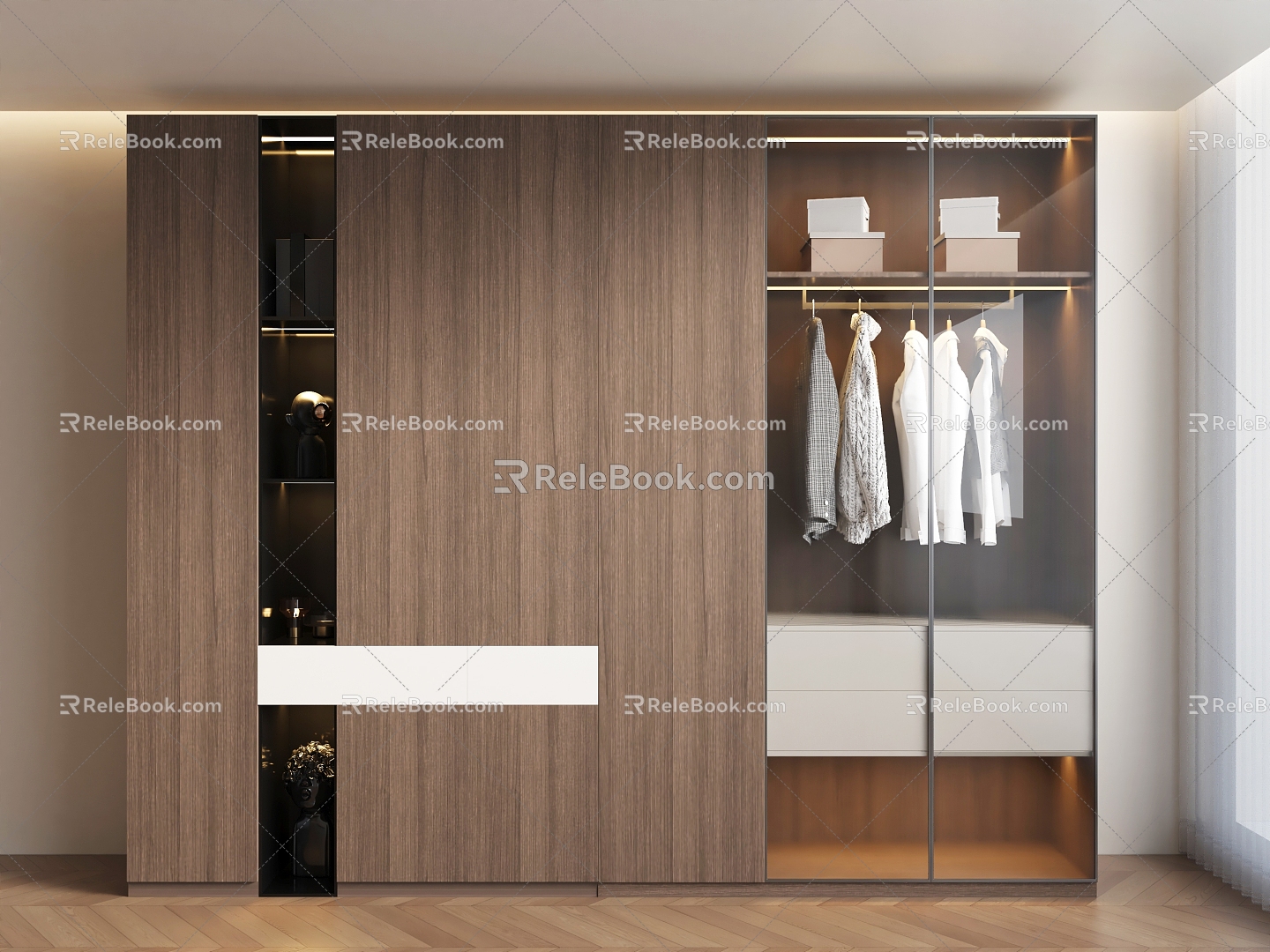 Light Luxury Wardrobe Cloakroom 3d model