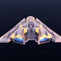 Futuristic Cosmic Spaceship With Aerodynamic Structure And Yellow Brown Accents