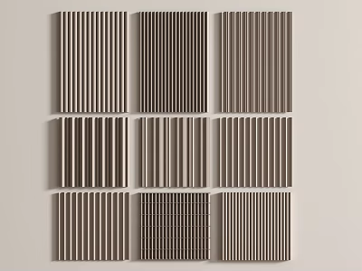 Modern Interior Wall Panel Design With Vertical Slats And Geometric Patterns 3d model