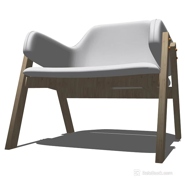 Modern Armchair With Gray Upholstery And Wooden Frame For Interior Decor 3d model 