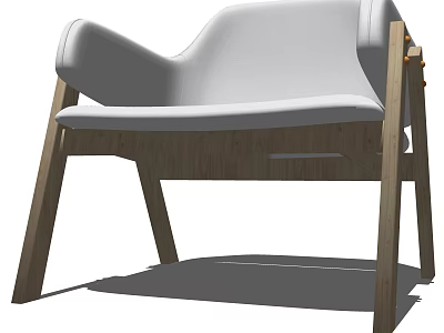 Modern Armchair With Gray Upholstery And Wooden Frame For Interior Decor 3d model