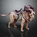 Mythical Horned Lion With Ornate Saddle As Fantasy Game Movie Character
