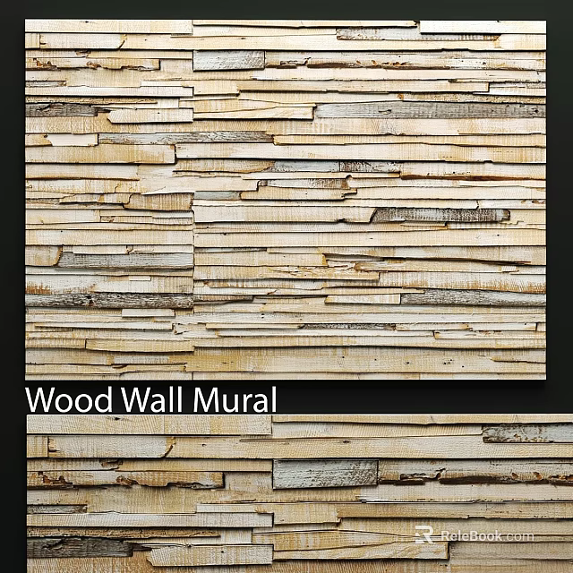 Natural Wood Wall Mural With Rustic Striped Pattern For Home Decor 3d model 