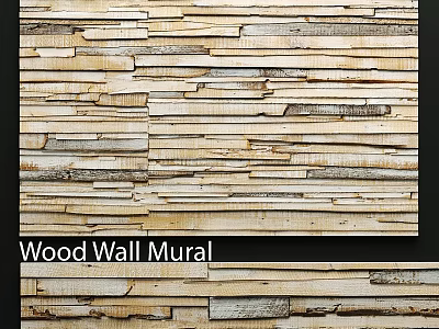 Natural Wood Wall Mural With Rustic Striped Pattern For Home Decor 3d model