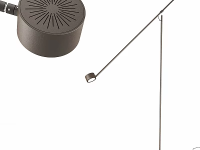 Modern Black Floor Lamp With Slim Metal Pole And Round Shade Design 3d model