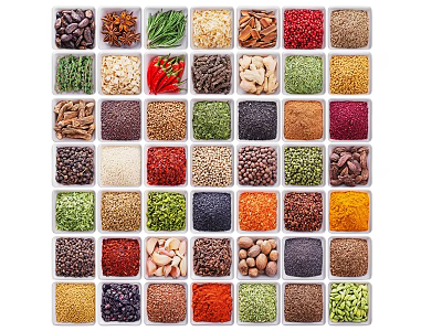 Spice Jars Filled With Assorted Dried Spices And Colorful Seasonings For Home Kitchen 3d model