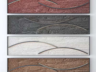 Textured Decorative Wall Panels With Wavy Metal Lines In Various Colors 3d model