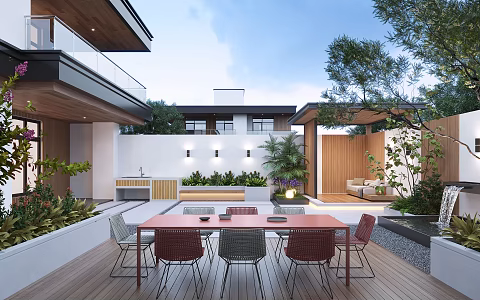 Modern courtyard landscape 3d model