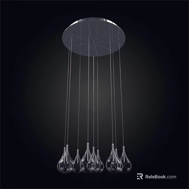 Elegant Modern Crystal Chandelier With Hanging Pendant Light Fixture Design 3d model 