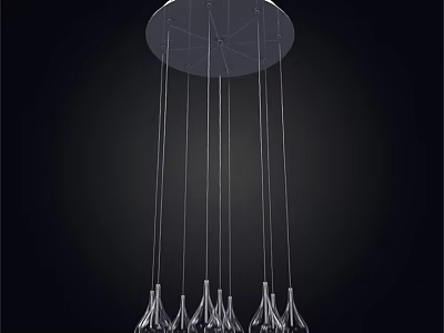 Elegant Modern Crystal Chandelier With Hanging Pendant Light Fixture Design 3d model
