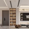 Modern Living Dining Room Interior With TV Wall Bookshelf And Decorative Lighting