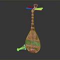 Traditional Wooden Pipa Lute as Daily Life Musical Instrument with Carved Design