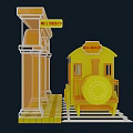 Cute Photo Spot With Yellow Train Arched Porch And Railway Track