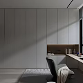Elegant Modern Study Room Interior Design With Large Window Wooden Desk Comfortable Chair And Artwork