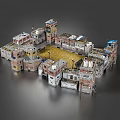 Detailed 3D Urban Slum Model With Multiple Buildings Varying Heights And Rooftop Details