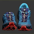 Salomon Blue Trail Running Shoes With Red Soles And Performance Design For Outdoor Sports