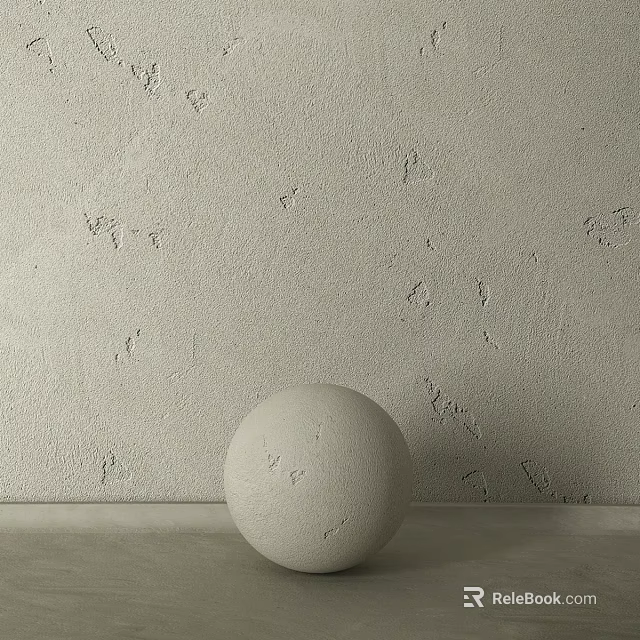Minimalist Textured Wall with Handmade Rough Scratches and White Sphere on Smooth Tabletop 3d model 