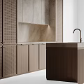 Modern Kitchen Interior With Sleek Island Counter And Stylish Wooden Cabinets
