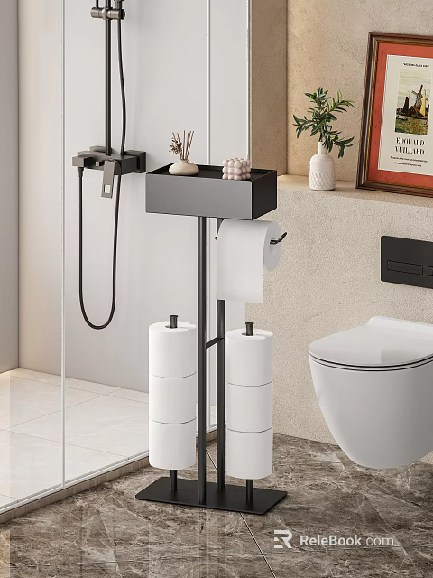 Modern Freestanding Toilet Paper Holder Rack with Multi Rolls for Bathroom 3d model 