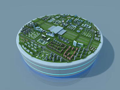 Aerial Planning Model of Urban City Layout with Green Spaces and Buildings 3d model