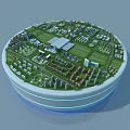 Aerial Planning Model of Urban City Layout with Green Spaces and Buildings