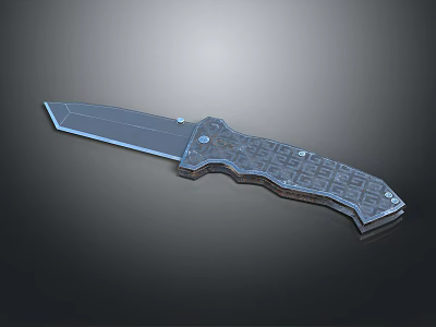Tactical Knife With Sharp Stainless Steel Blade And Patterned Grip Handle 3d model