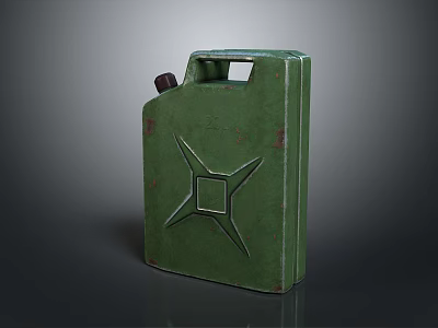 Green Military Fuel Canister With Star Logo And Metal Handle 3d model