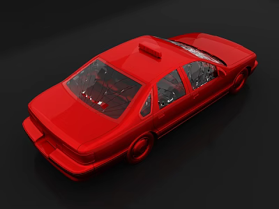 Classic Red Sedan with Sleek Body Design and Transparent Windows 3d model