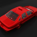 Classic Red Sedan with Sleek Body Design and Transparent Windows