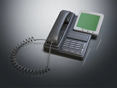 Digital Corded Telephone With Green Screen Display And Keypad Design 3d model