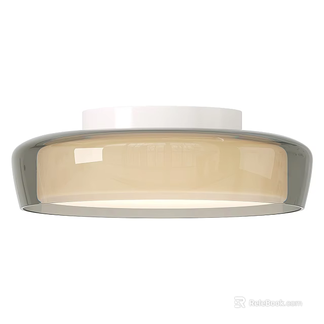 Modern Round Ceiling Light With Sleek Design And Transparent Shade 3d model 