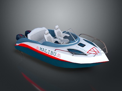 Modern Motor Boat Speedboat Kayak Raft 3d model