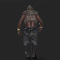 A Man Wearing Colorful Chest Armor Camouflage Pants Knee Pads And Boots