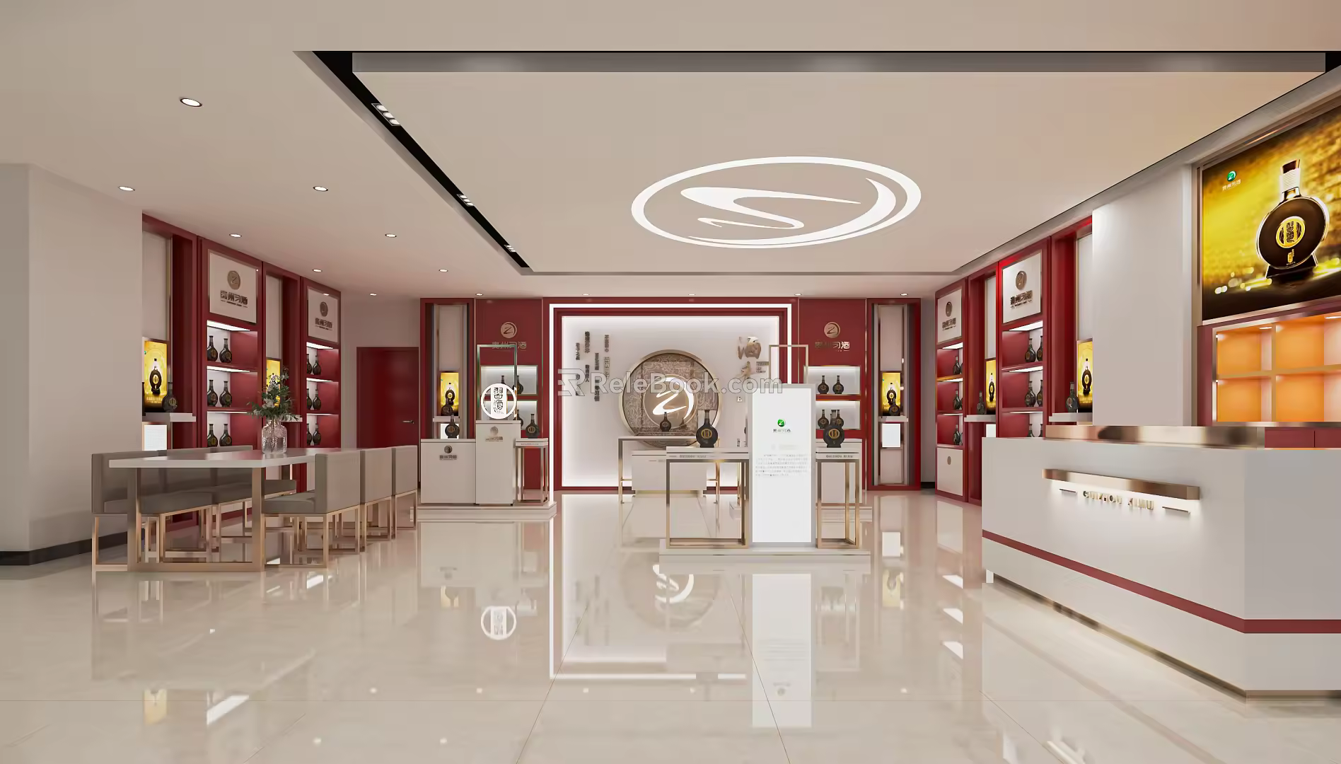Light Luxury Store Tobacco Hotel Wine Display Cabinet Tobacco and Wine Store Cashier Container Wine Rack Wine Cabinet Wine Tasting Table Reception Desk 3d model