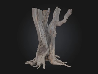 Arbor Tree Trunk Featuring Rough Wooden Texture Branched Limbs And Exposed Roots 3d model