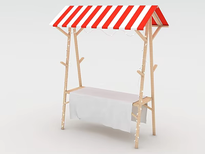 Modern Booth Night Market Wooden Activity Shed 3d model